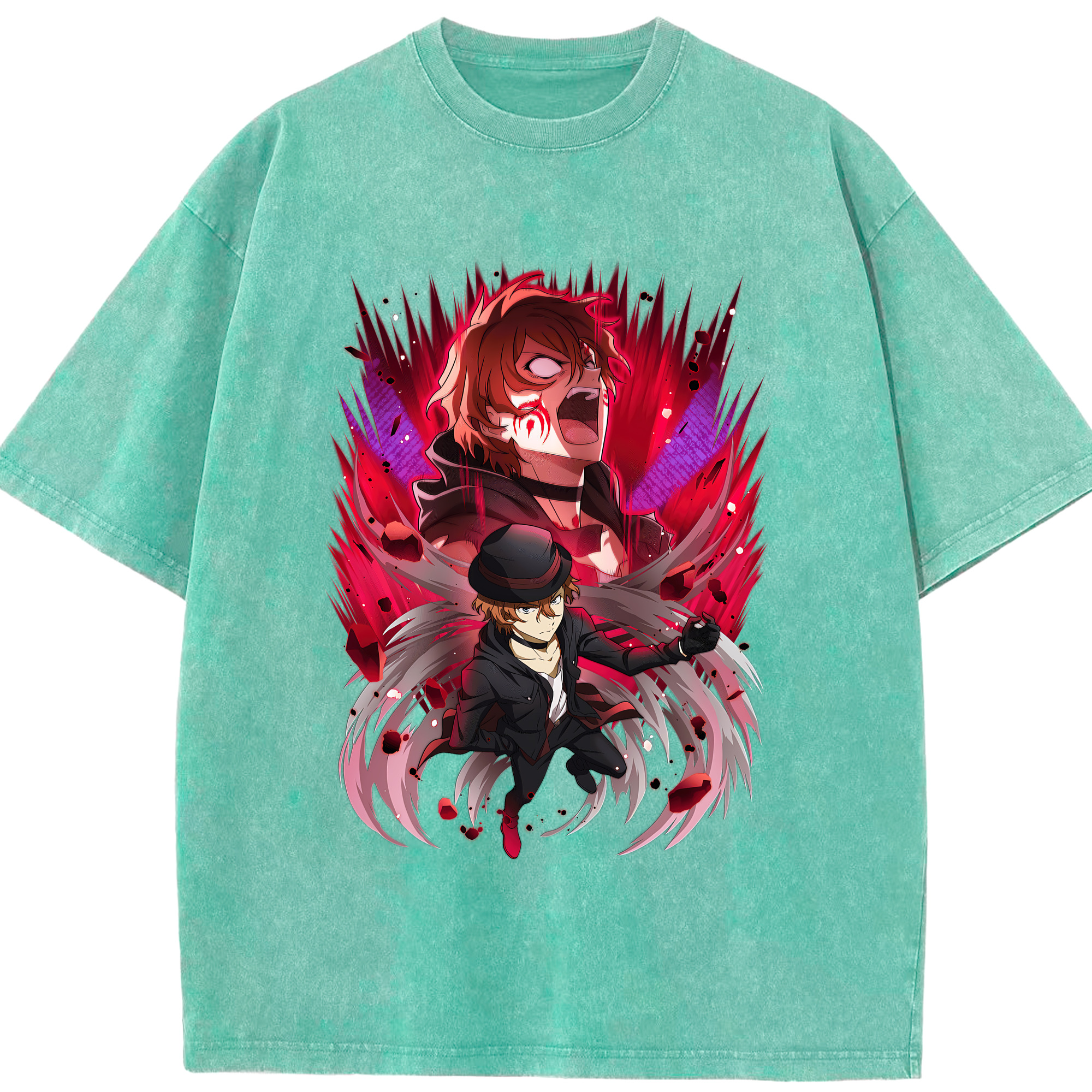 （画像用） 文豪ストレイドッグス Bungo Stray Dogs 綿100% ヴィンテージ風 半袖Tシャツ（フロントプリント）